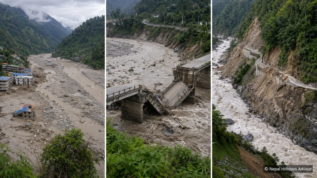 reconstruction of flood damage along a Himalayan river corridor in Nepal